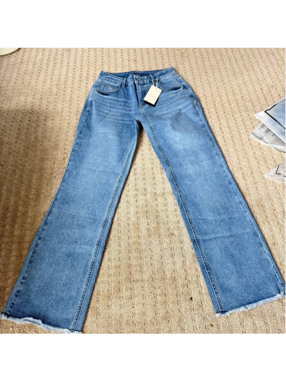 Flamingal Low Rise Straight Leg Wide Leg Baggy Jeans Women Stretch Boyfriend XL - Picture 7 of 8